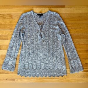 WHBM White House Black Market women’s tunic silver grey metallic size L NWOT